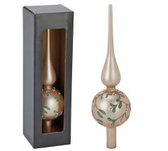 Zaros Γυάλ.κορυφή ματ ροζ με πράσινα φύλλα 8x30cm XM883