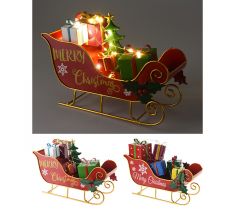 Zaros Μεταλ. Έλκηθρο με δώρα  & 10Led,27x10x20cm XM917