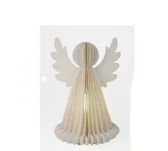 Zaros Άγγελος χάρτινος με φως&timer λευκός,20x28,5cm XM938