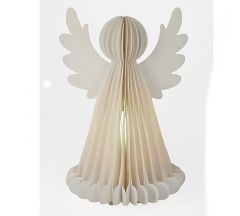 Zaros Άγγελος χάρτινος με φως&timer λευκός,35x50cm XM940