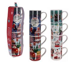 Zaros Σετ 4 κούπες new bone 265ml σε 3 χριστ/κα θέματα. XM961