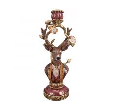 Zaros Κηροπήγιο "Τάρανδος" Polyresin Μπορντώ 30,5 Εκ. TM437