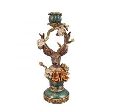 Zaros Κηροπήγιο "Τάρανδος" Polyresin Πετρόλ 30,5 Εκ. TM438