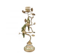 Zaros Κηροπήγιο "Κλαδί Με Παπαγάλους" Χρυσό/Πράσινο 32,5 Εκ. TM440