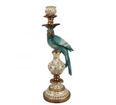 Zaros Κηροπήγιο "Παπαγάλος" Polyresin Χρυσό/Μπλε 39,5 Εκ. TM443