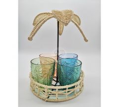 Zaros S/5 Δίσκος σχ.φοινικα με 4 χρωματιστά ποτήρια 300ml HE712