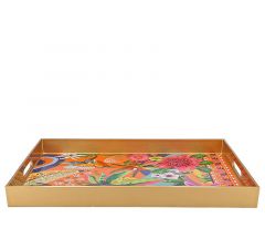 Zaros Δίσκος Σερβιρίσματος "Τροπικά Πουλιά" Πολύχρωμος 40x26 Εκ. DK173