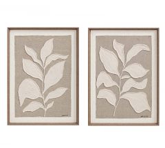 Zaros Πίνακες Σε Κορνίζα "Φύλλα" Μπεζ Σετ 2 Τμχ 50x70 Εκ. PI398