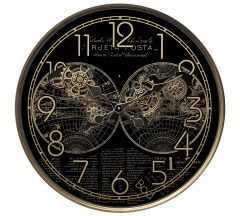 Zaros Ρολόι Τοίχου Atlas Μηχανικό Μαύρο/Χρυσό Φ60 Εκ. CL377