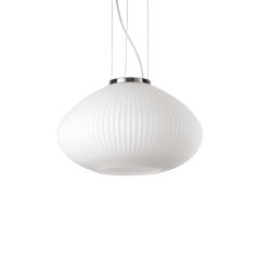 Ideal Lux Φωτιστικό Οροφής Γυάλινο Λευκό/Χρώμιο Ø35 Plisse Sp1 285184