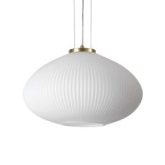 Ideal Lux Φωτιστικό Οροφής Γυάλινο Λευκό/Χρυσό Ø45 Plisse Sp1 285191