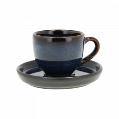 Bitz Φλυτζάνι Espresso Με Πιατάκι Stoneware 70 ml - Gastro Dark Blue/Black
