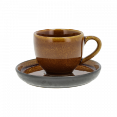 Bitz Φλυτζάνι Espresso Με Πιατάκι Stoneware 70 ml - Gastro Amber/Black