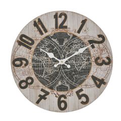 Inart Ρολόι Τοίχου Natural/Μαύρο 34x4 Κωδικός: 3-20-773-0381