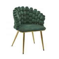 Inart Καρέκλα Βελούδινη/Μεταλλική Σκούρα Πράσινη/Χρυσή 60x66x80 Κωδικός: 3-50-193-0001