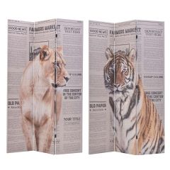 Inart Παραβάν "Τίγρης" Υφασμάτινο Πολύχρωμο 120x3x180 Κωδικός: 3-50-610-0260