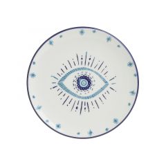 Inart Πιάτο Γλυκού "Μάτι" Κεραμικό Λευκό/Μπλε Σετ 6 Τμχ 20x2 Κωδικός: 3-60-017-0057