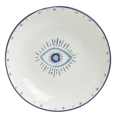 Inart Μπωλ "Μάτι" Κεραμικό Λευκό/Μπλε 30x6 Κωδικός: 3-60-017-0058