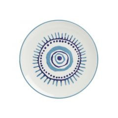 Inart Πιάτο Γλυκού "Μάτι" Κεραμικό Λευκό/Μπλε Σετ 6 Τμχ 20x2 Κωδικός: 3-60-017-0059