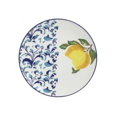 Inart Πιάτο Γλυκού "Λεμόνια" Κεραμική Μπλε/Κίτρινη 20x2 Σετ 6 Τμχ Κωδικός: 3-60-017-0062