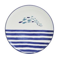 Inart Πιατέλα "Ψάρια" Κεραμική Λευκή/Μπλε 26x2 Κωδικός: 3-60-017-0070