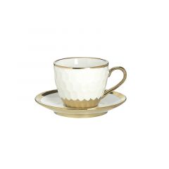 Inart Φλυτζάνι Espresso Με Πιατάκι Πορσελάνινο Λευκό/Χρυσό Σετ 6 Τμχ 100 ml  Κωδικός: 3-60-761-0017