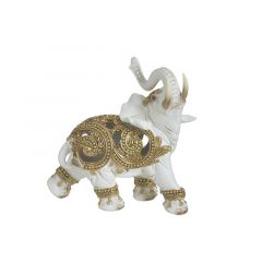 Inart Διακοσμητικός Ελέφαντας Polyresin Λευκός/Χρυσός 15x7x15 Κωδικός: 3-70-117-0194