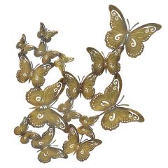 Inart Διακοσμητικό Τοίχου "Πεταλούδες" Μεταλλικό Αντικέ Χρυσό 65x2x72 Κωδικός: 3-70-120-0040