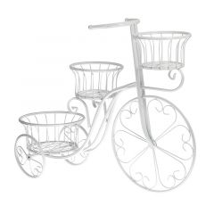 Inart Ανθοστήλη "Ποδήλατο" Μεταλλική Λευκή 73x26x55 Κωδικός: 3-70-151-0676
