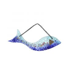 Inart Κρεμαστό Διακοσμητικό "Ψάρι" Γυάλινο Μπλε 20 Εκ. Κωδικός: 3-70-344-0026
