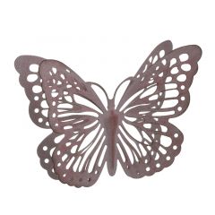 Inart Διακοσμητικό Τοίχου "Πεταλούδα" Μεταλλικό Αντικέ Ροζ 22x15 Κωδικός: 3-70-349-0112