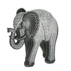 Inart Ελέφαντας Polyresin Μαύρος/Λευκός 15x7x15 Κωδικός: 3-70-446-0106