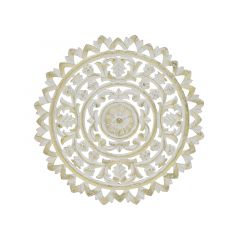 Inart Διακοσμητικό Τοίχου Ξυλόγλυπτο Αντικέ Λευκό/Χρυσό 40x2x40 Κωδικός: 3-70-536-0106