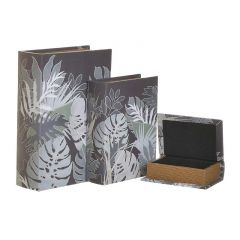 Inart Κουτί/Βιβλίο "Φύλλα" Ξύλινο Πολύχρωμο Σετ 3 Τμχ 22x30x7,5 Κωδικός: 3-70-610-0050