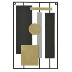 Inart Διακοσμητικό Τοίχου "Σχήματα" Μεταλλικό Μαύρο/Αντικέ Χρυσό 40x3x60 Κωδικός: 3-70-709-0007
