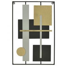 Inart Διακοσμητικό Τοίχου "Σχήματα" Μεταλλικό Μαύρο/Αντικέ Χρυσό 40x3x60 Κωδικός: 3-70-709-0008