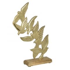 Inart Επιτραπέζιο Διακοσμητικό "Πουλιά" Αλουμινίου Χρυσό 27x5x17 Κωδικός: 3-70-985-0097