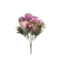 Inart Τεχνητό Μπουκέτο Λουλουδιών Ροζ/Μωβ 28 Εκ. Κωδικός: 3-85-397-0022