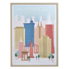 Inart Πίνακας ''San Francisco'' Ξύλινος Natural/Πολύχρωμος 45x3x60 Κωδικός: 3-90-709-0350