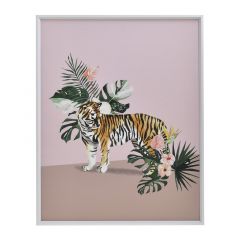 Inart Πίνακας Σε Καμβά "Τίγρης" Πράσινος/Ροζ 40x50 Κωδικός: 3-90-763-0087
