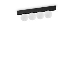 Ideal Lux Τετράφωτο Φωτιστικό Οροφής/Τοίχου Led Μαύρο 31x6x9 Εκ. 12W 1000 Lumen 3000K Ping Pong Pl4
