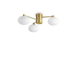 Ideal Lux Τρίφωτο Φωτιστικό Οροφής Γυάλινο/Μεταλλικό Χρυσό Ø60 Εκ. Hermes Pl3