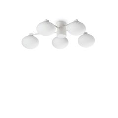 Ideal Lux Πεντάφωτο Φωτιστικό Οροφής Γυάλινο/Μεταλλικό Λευκό Ø60 Εκ. Hermes Pl5