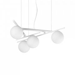 Ideal Lux Τετράφωτο Φωτιστικό Οροφής Γυάλινο/Μεταλλικό Λευκό Ø62 Εκ. Atlas Sp4