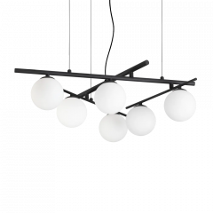 Ideal Lux Εξάφωτο Φωτιστικό Οροφής Γυάλινο/Μεταλλικό Μαύρο Ø80 Εκ. Atlas Sp6