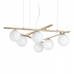 Ideal Lux Εξάφωτο Φωτιστικό Οροφής Γυάλινο/Μεταλλικό Χρυσό Ø80 Εκ. Atlas Sp6