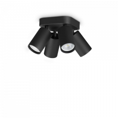 Ideal Lux Τετράφωτο Σποτ Μεταλλικό Μαύρο Dynamite Pl4 Round 371290