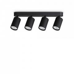 Ideal Lux Τετράφωτο Σποτ Ράγα Μεταλλικό Μαύρο Dynamite Pl4 Round 371344