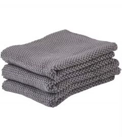 Zone Denmark Πετσέτες Κουζίνας Βαμβακερές Σετ 3 Τμχ 27x27 Εκ. - Grey