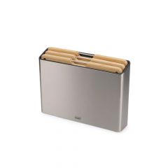 Joseph Joseph FOLIO™ STEEL Βάσεις Κοπής Σετ 3 Τμχ - Ασημί/Bamboo 38x8,5x28,7